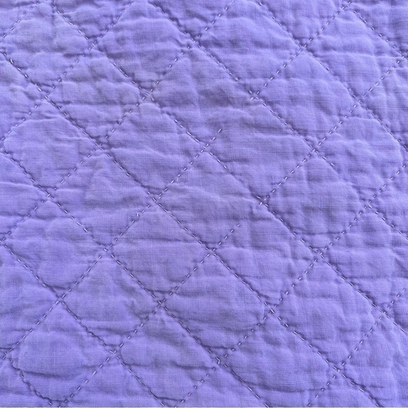 VTG Embroidered Lily Pad Floral Hand Stitched Quilt Lavender White Unique FLAWS - Picture 6 of 15